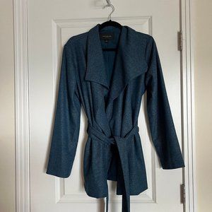 NWOT Ann Taylor Factory Teal Blue Tweed Trench Coat